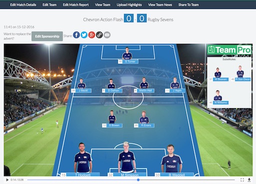 A screenshot of how to share a TeamPro team sheet